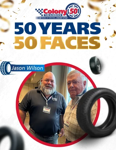 colony tire & service, celebrating 50 years