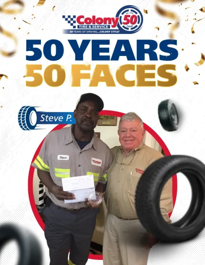 colony tire & service, celebrating 50 years