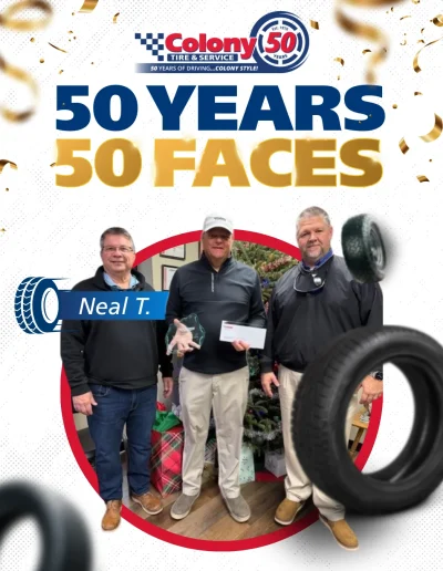 colony tire & service, celebrating 50 years