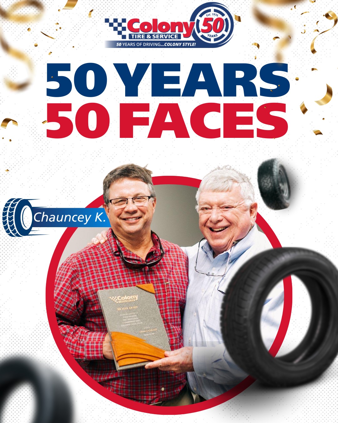 colony tire & service, celebrating 50 years