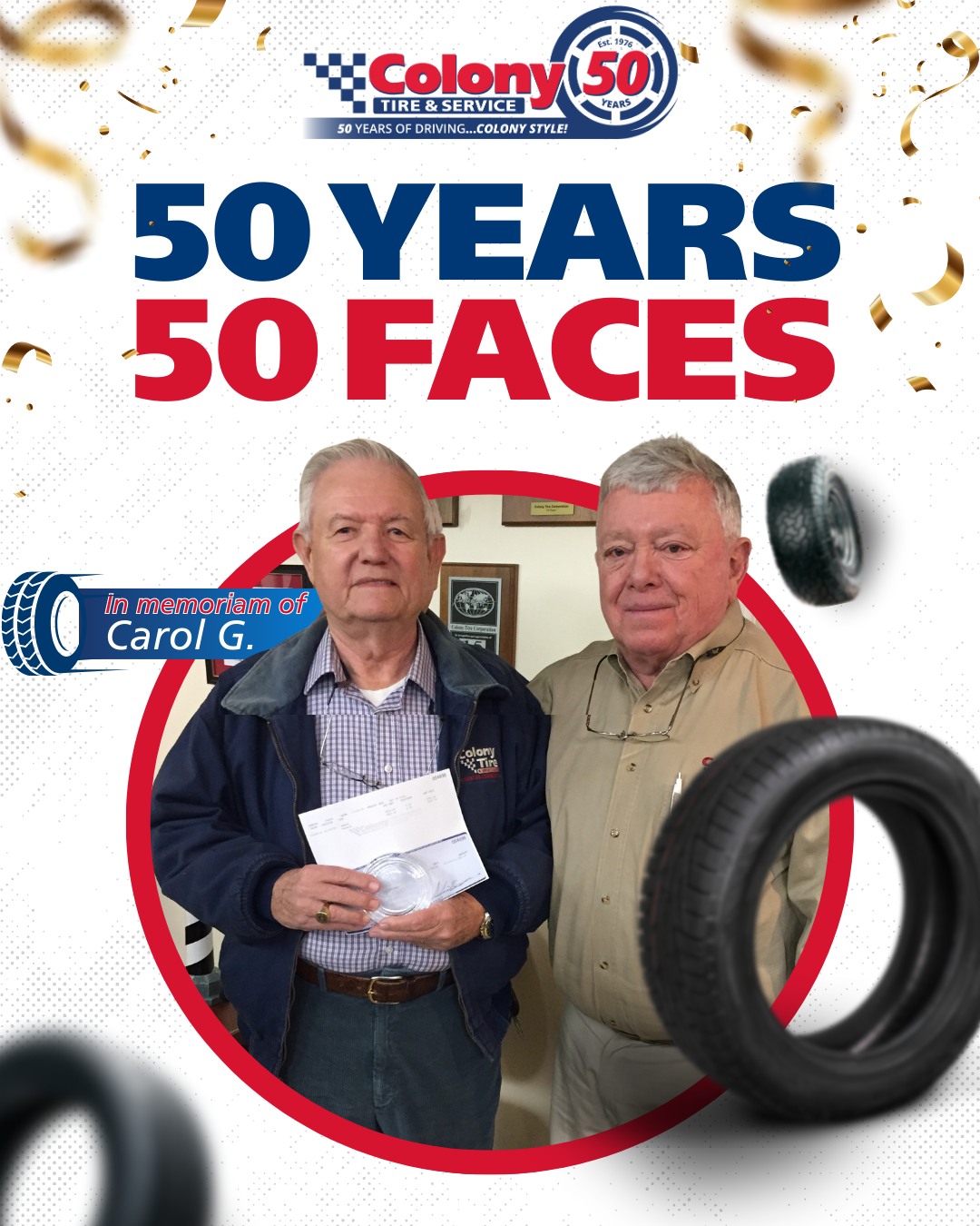 colony tire & service, celebrating 50 years
